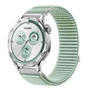 18mm Woven Nylon Hook And Loop Fastener Metal Interface Watch Band(Aqua Blue)