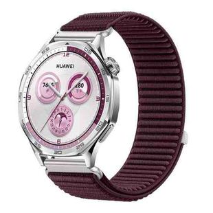 22mm Woven Nylon Hook And Loop Fastener Watch Band(Plum)