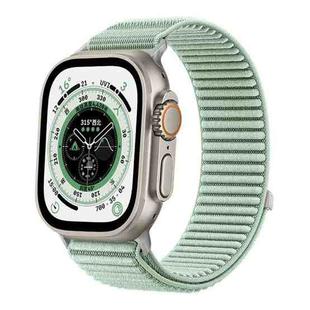 For Apple Watch 42mm / 41mm / 40mm / 38mm Woven Nylon Hook And Loop Fastener Metal Interface Watch Band(Aqua Blue)