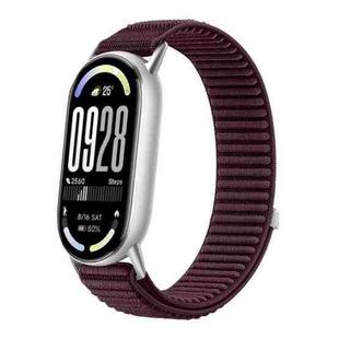 For Xiaomi Smart Band 10 / 9 / 8 Woven Nylon Hook And Loop Fastener Watch Band(Plum)