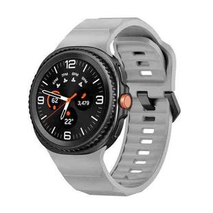 For Samsung Galaxy Watch 8 40mm / 44mm Wave Black Buckle Silicone Watch Band(Gray)