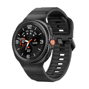 For Samsung Galaxy Watch 8 40mm / 44mm Wave Black Buckle Silicone Watch Band(Black)