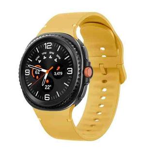 For Samsung Galaxy Watch 8 40mm / 44mm Solid Color Stitched Silicone Watch Band, Size:S(Official Yellow)