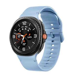 For Samsung Galaxy Watch 8 40mm / 44mm Solid Color Stitched Silicone Watch Band, Size:S(Light Blue)