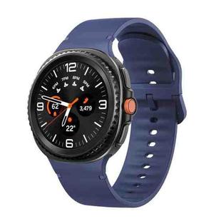 For Samsung Galaxy Watch 8 40mm / 44mm Solid Color Stitched Silicone Watch Band, Size:S(Midnight Blue)