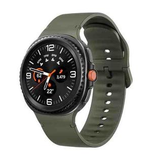 For Samsung Galaxy Watch 8 40mm / 44mm Solid Color Stitched Silicone Watch Band, Size:S(Army Green)