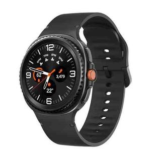 For Samsung Galaxy Watch 8 40mm / 44mm Solid Color Stitched Silicone Watch Band, Size:S(Black)