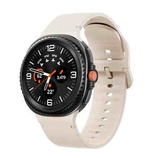 For Samsung Galaxy Watch 8 40mm / 44mm Solid Color Stitched Silicone Watch Band, Size:M(Starlight)
