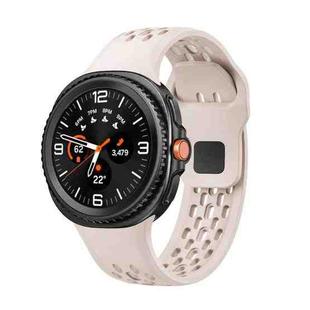 For Samsung Galaxy Watch 8 40mm / 44mm Hole Style Black Reverse Buckle Silicone Watch Band(Starlight)
