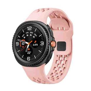 For Samsung Galaxy Watch 8 40mm / 44mm Hole Style Black Reverse Buckle Silicone Watch Band(Pink)