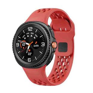 For Samsung Galaxy Watch 8 40mm / 44mm Hole Style Black Reverse Buckle Silicone Watch Band(Red)