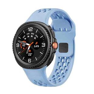 For Samsung Galaxy Watch 8 40mm / 44mm Hole Style Black Reverse Buckle Silicone Watch Band(Light Blue)
