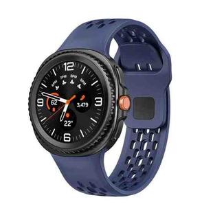 For Samsung Galaxy Watch 8 40mm / 44mm Hole Style Black Reverse Buckle Silicone Watch Band(Midnight Blue)