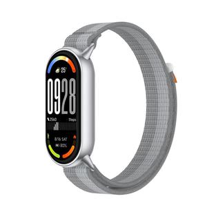 For Xiaomi Smart Band 10 / 9 / 8 Tail Style Nylon Hook And Loop Fastener Watch Band(Siver)