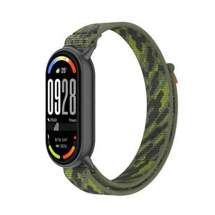 For Xiaomi Smart Band 10 / 9 / 8 Tail Style Nylon Hook And Loop Fastener Watch Band(Camouflage Green)