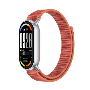 For Xiaomi Smart Band 10 / 9 / 8 Tail Style Nylon Hook And Loop Fastener Watch Band(Rose Red)