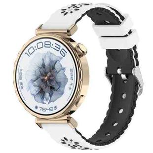 18mm Two Color Sunflower Silicone Watch Band(White Black)