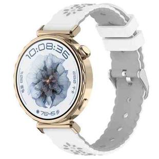 18mm Two Color Sunflower Silicone Watch Band(White Gray)