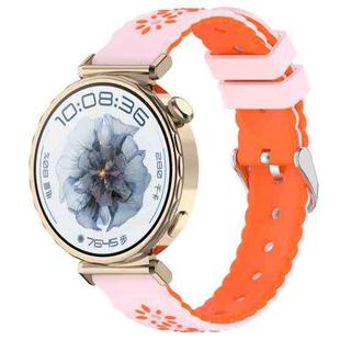 18mm Two Color Sunflower Silicone Watch Band(Pink Orange)