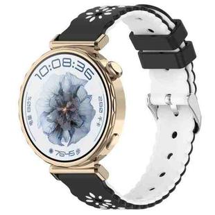 18mm Two Color Sunflower Silicone Watch Band(Black White)