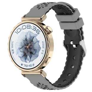 18mm Two Color Sunflower Silicone Watch Band(Gray Black)