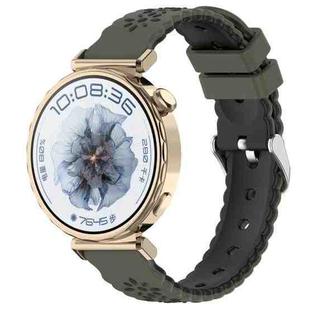 18mm Two Color Sunflower Silicone Watch Band(Army Green Black)