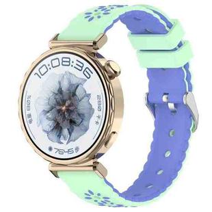 18mm Two Color Sunflower Silicone Watch Band(Teal Blue)