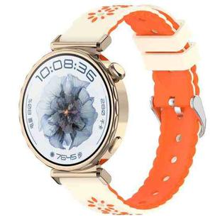 18mm Two Color Sunflower Silicone Watch Band(Starlight Orange)
