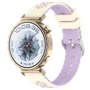 18mm Two Color Sunflower Silicone Watch Band(Starlight Purple)