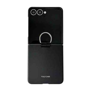 For Samsung Galaxy Z Flip7 5G Electricplating Ring Buckle Folding Phone Case(Black)