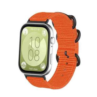 For Huawei Watch Fit 4 Pro / Fit 4 / Fit 3 Canvas Ring Buckle Nylon Watch Band(Orange)
