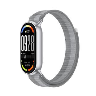 For Xiaomi Smart Band 10 / 9 / 8 Integrated Nylon Loop Hook And Loop Fastener Watch Band(Silver)