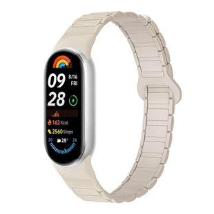 For Xiaomi Smart Band 10 / 9 / 8 Tri-beads Magnetic Silicone Watch Band(White Starlight)