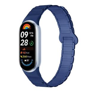 For Xiaomi Smart Band 10 / 9 / 8 Tri-beads Magnetic Silicone Watch Band(Dark Light Navy Blue)