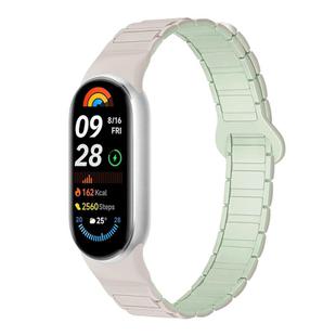 For Xiaomi Smart Band 10 / 9 / 8 Tri-beads Magnetic Silicone Watch Band(Starlight Misty Mint)