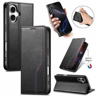 For iPhone 16 Elastic Wristband Magnetic Suction Leather Phone Case(Black)
