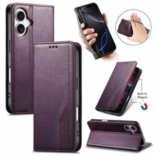 For iPhone 16 Elastic Wristband Magnetic Suction Leather Phone Case(Purple)