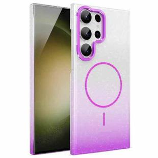 For Samsung Galaxy S23 Ultra 5G Gold Diamond Glitter Gradient MagSafe Shockproof Phone Case(Purple)