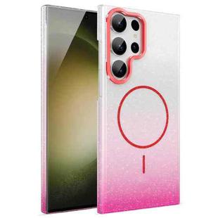 For Samsung Galaxy S23 Ultra 5G Gold Diamond Glitter Gradient MagSafe Shockproof Phone Case(Red)