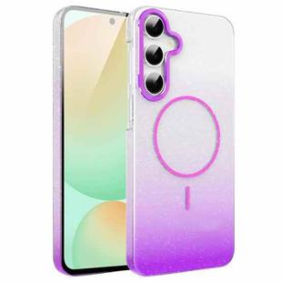 For Samsung Galaxy S24 FE 5G Gold Diamond Glitter Gradient MagSafe Shockproof Phone Case(Purple)