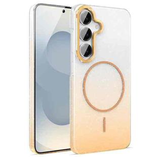 For Samsung Galaxy S25 5G Gold Diamond Glitter Gradient MagSafe Shockproof Phone Case(Gold)