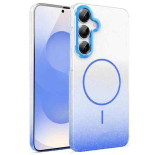 For Samsung Galaxy S25+ 5G Gold Diamond Glitter Gradient MagSafe Shockproof Phone Case(Blue)