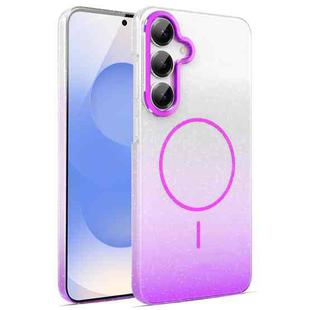 For Samsung Galaxy S25+ 5G Gold Diamond Glitter Gradient MagSafe Shockproof Phone Case(Purple)