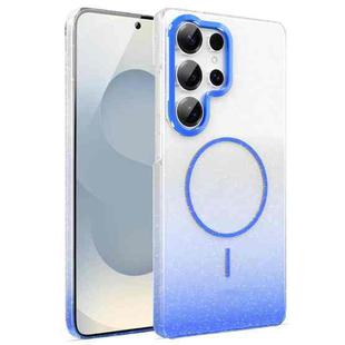 For Samsung Galaxy S25 Ultra 5G Gold Diamond Glitter Gradient MagSafe Shockproof Phone Case(Blue)