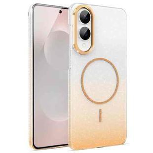 For Samsung Galaxy S25 Edge 5G Gold Diamond Glitter Gradient MagSafe Shockproof Phone Case(Gold)