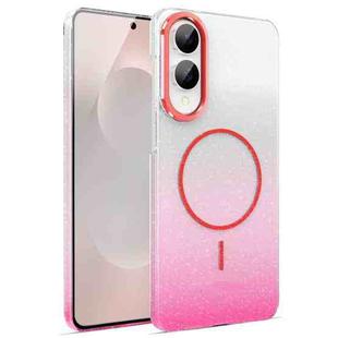 For Samsung Galaxy S25 Edge 5G Gold Diamond Glitter Gradient MagSafe Shockproof Phone Case(Red)