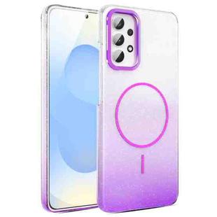 For Samsung Galaxy A32 4G Gold Diamond Glitter Gradient MagSafe Shockproof Phone Case(Purple)