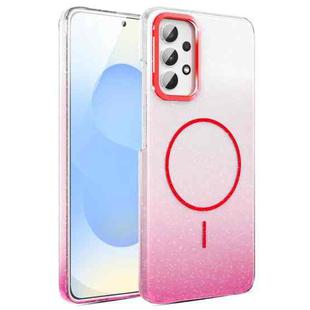 For Samsung Galaxy A32 4G Gold Diamond Glitter Gradient MagSafe Shockproof Phone Case(Red)