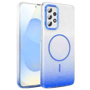 For Samsung Galaxy A52 5G Gold Diamond Glitter Gradient MagSafe Shockproof Phone Case(Blue)