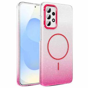 For Samsung Galaxy A52 5G Gold Diamond Glitter Gradient MagSafe Shockproof Phone Case(Red)